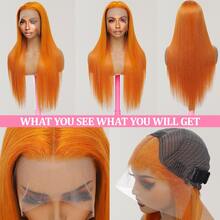 Brazilian Virgin Hair 13x4 HD Transparent Lace Front Bob Wig Human Frontal Hair 200% Density Straight Pre Plucked With Baby Hair Wigs Glueless Human Blended Hair Wigs Natural Hairline For Women #350 Ginger Orange - S350 - View 3