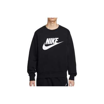  Áo nỉ dài tay cổ tròn màu trơn Nike dành cho nam, màu đen.