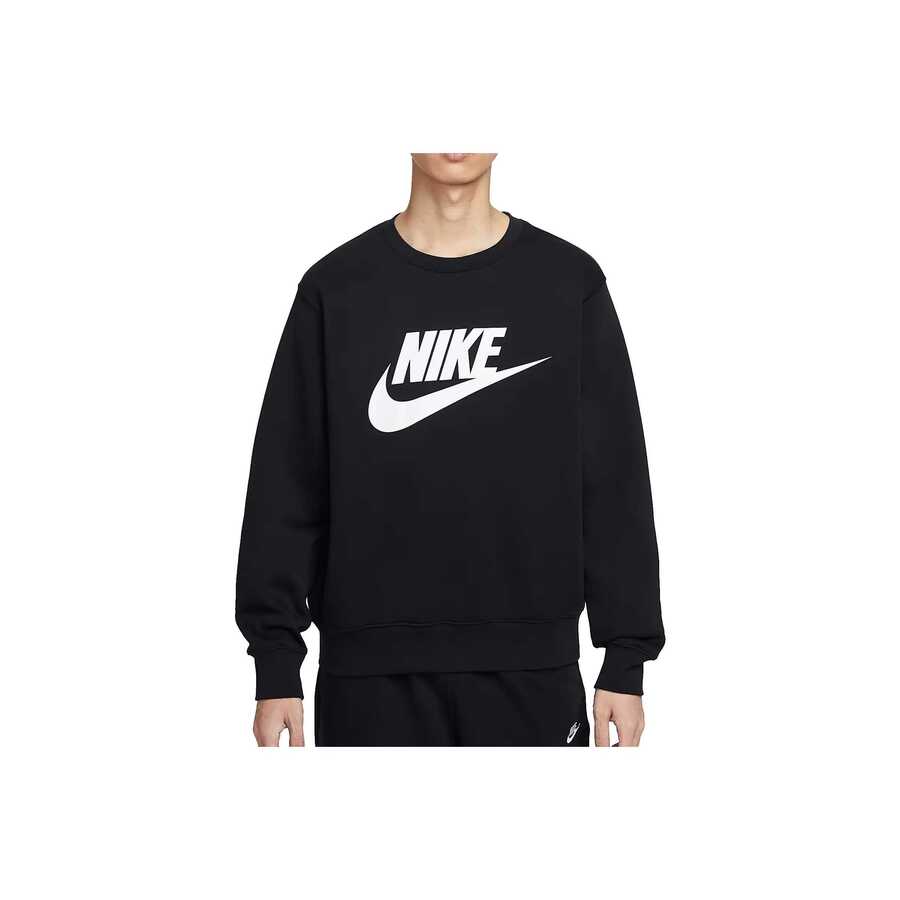 Nike Crew Neck Solid Color Warm Long-Sleeve Sweatshirt For Men, Black - Black - View 1
