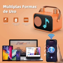 JYX D58 Máquina de Karaoke para Niños y Adultos, Mini Altavoz Portátil de Karaoke Bluetooth con 2 Micrófonos Inalámbricos - Naranja - Ver 4