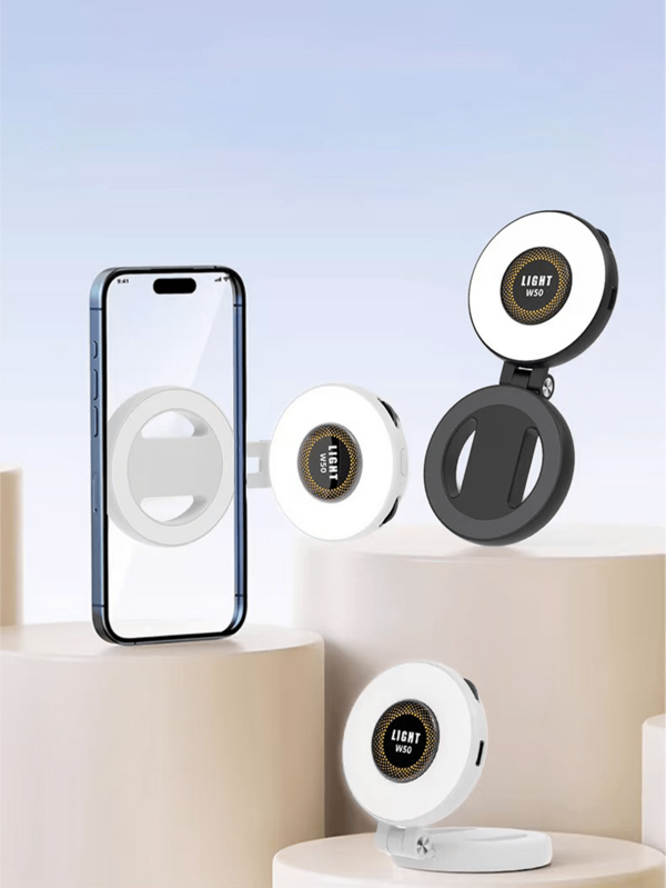 Creative Adjustable Magnetic Fill Light, Suitable For Room, Living Room, Car, Live Streaming, Photography, Selfie, Video Conferencing, 3 Brightness Levels, Wave Adjustment Of Color Temperature And Brightness, Portable