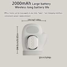 1 Portable Wireless USB Charging Smart Hand Massager, 5-Speed Intensity Massage Hand Massager With Intelligent Timing, Multi Speed Massage Mode, Multi Speed Hot Compress Mode, Ergonomic Design, Suitable For Home Office Use At Any Time, Parents' Gift - White - View 11