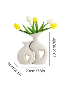 2件套心形花瓶，花卉装饰花瓶，大型黑白陶瓷装饰花瓶，适用于房间、卧室、春季树脂装饰、客厅装饰，非常适合婚礼艺术装饰、母亲节礼物、生日礼物、毕业礼物、家居装饰、返校季花瓶、玻璃花瓶 - A - 查看 9