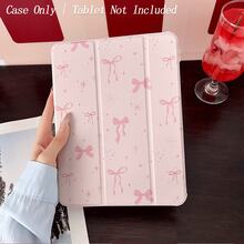 1个粉色蝴蝶结星星图案平板保护套 - 闪亮简约甜美风格，三折支架防震保护套，带笔槽，适用于iPad、iPad Air 13(M3 2025)、iPad Air 11(M3 2025)、iPad 11(A16 2025)，支持自动唤醒/睡眠功能 - 彩色 - 查看 4