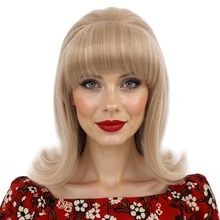 Blonde 60s Beehive Wigs For Women Pinup Pelucas 50s Synthetic Hair Wig For Women Ladies Daily Used Costume Cosplay Fancy Dress 1960s 1950s Retro Wigs - 亞麻金 - 查看 12