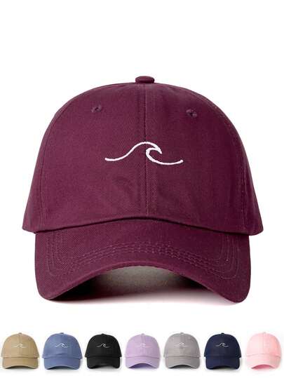 1pc Embroidered Wave Baseball Cap, Adjustable Size, Casual Daily Wear, Suitable As Valentine's Day Gift, Couple Style