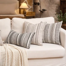 1 pezzo Federa per cuscino decorativo di lusso con texture bouclé quadrata, adatta per divano, soggiorno, camera da letto, stile fattoria, può essere anche usata come regalo, senza inserto per cuscino - Cachi-Beige - Visualizzare 8