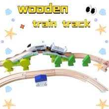 1 Box, Wooden Train Track, Solid Wood, Wooden Track For Kids,Expansion Set, Wooden House And Trees, Wooden Train Track Pieces - Expand Creativity, Wooden Train Tracks Accessories Expansion Pack Fits , Birthday Gift For Boys Girls Toddler Kids,For 3-7 Years Old Toddlers & Kids - Wooden Track - View 5