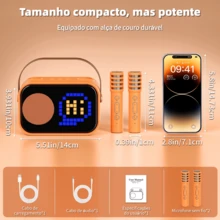 JYX D58 Máquina de Karaoke para Niños y Adultos, Mini Altavoz Portátil de Karaoke Bluetooth con 2 Micrófonos Inalámbricos - Naranja - Ver 3