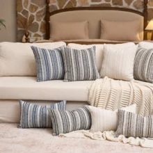 1 件装奢华装饰圈绒质感方形抱枕套，适用于沙发、客厅、卧室、农舍等场所，也可作为礼物赠送，不含枕芯。 - 黑色-米色 - 查看 8