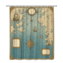 Nautical Vintage Shower Curtain With  And Design - White - View 6