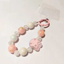 1 pièce Bracelet perlé coloré avec pendentif lapin bonbon mignon, accessoire de dragonne de téléphone adorable, cadeau pour les filles, porte-bonheur lapin, convient aux filles/couples, bracelet en verre d'agate imitation, cadeau idéal pour la Fête des Mères, Pâques, compatible avec Android et la plupart des smartphones, cadeaux pour la mère, la famille, les amis, les enfants, anniversaire, chaîne de téléphone pour les fêtes - Multicolore - Voir 3