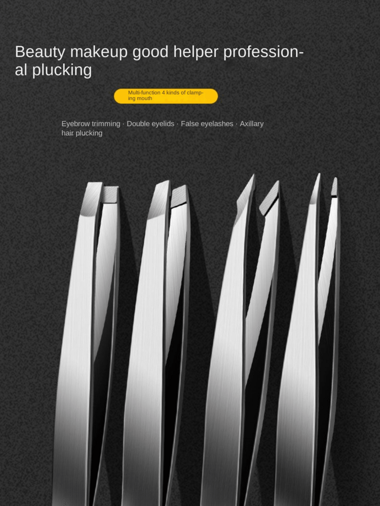 4pcs/Set High Precision Eyebrow Tweezers Stainless Steel Eyebrow Hair Removal Tool Kit - Multicolor - View 2