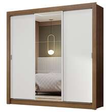 Ropero Closet Madesa 3 Puertas 1 Espejo Color Marrón y Blanco - Marrón y blanco - Ver 13
