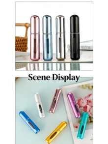 Botella recargable de perfume negro mate de 5ml | Dispensador reutilizable con bomba para viajes - Negro - Ver 5