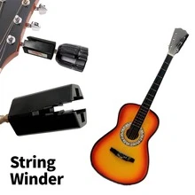 Multi-Functional Electric Guitar String Winder, Bridge Pin Puller, Automatic Hex Drill Bit Luthier Tool - Black - View 2