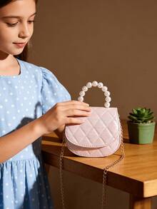 Girls' Children PU Leather Princess Handbag, Fashion Defined Small Crossbody Bag, Holiday Gift, White/Pink/Purple - Multicolor - View 2