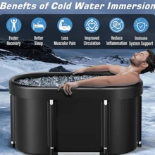 Oval Foldable Ice Bath Tub For Athletes: Portable Tub For Home Gym & Outdoor Training - Black - View 7