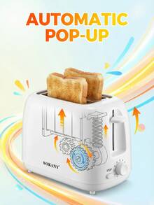 Sokany HJT-022 双片烤面包机，700瓦 - 白色 - 查看 11