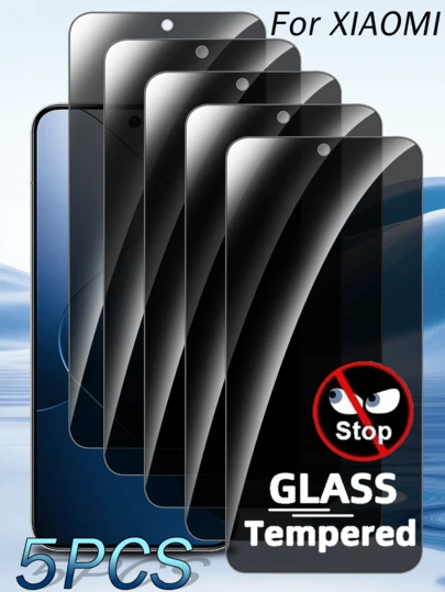 小米 Redmi 系列钢化玻璃屏幕保护膜 5 片装，防窥、防刮、防碎裂，高清显示，触感顺滑，超薄设计，35° 隐私保护，精准贴合，易于安装，无气泡，智能手机配件