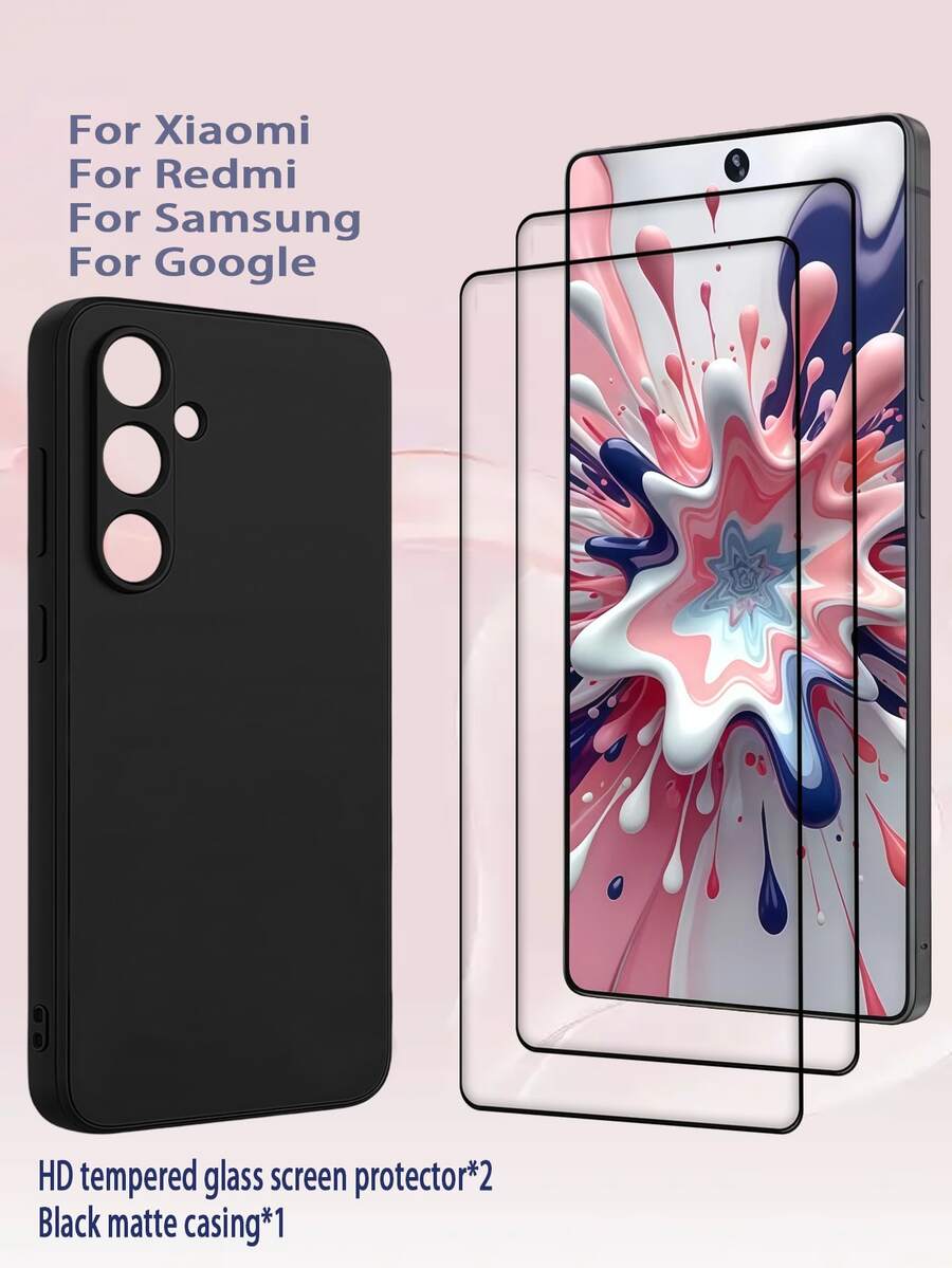 [Hai miếng dán màn hình cường lực độ phân giải cao + Một ốp lưng màu đen mờ], Tương thích với điện thoại OPPO/Realme/Vivo, bao gồm OPPO Reno8 Pro+ 5G, Reno 11F 5G, Reno 13F 5G, Reno 14F, Realme 9I, Realme 8 và Vivo Y50; Cũng tương thích với Pixel 9, 9A và 9pro.