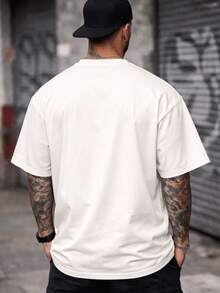 Oversized 100% Cotton Street Style T-Shirt - Plain - White - View 2