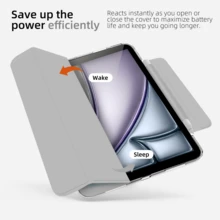 适用于 iPad/iPad Air/iPad Pro 系列的亚克力保护壳，带笔槽，多种颜色可选，内置笔槽，防摔防弯折，轻巧设计，精准开孔，无额外孔洞 - 灰色 - 查看 3