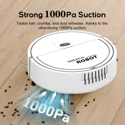 1000Pa强劲吸力电动扫地机器人，家用及办公场所自动清洁吸尘器，干湿两用地板清洁机