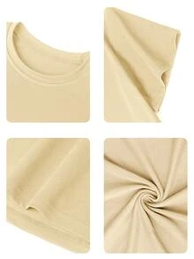 1 Stück Kleine Jungen Lässig bedrucktes Rundhals Kurzarm T-Shirt, Sommer Studentenmode - Ein vielseitiges T-Shirt, das jedem Kind Freude und Glück bringt! - Aprikosenfarben - Übersicht 8