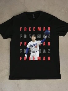 Los Angeles Baseball Dodgers Freeman Shirt Baseball Player Shirt - 黑色 - 查看 1