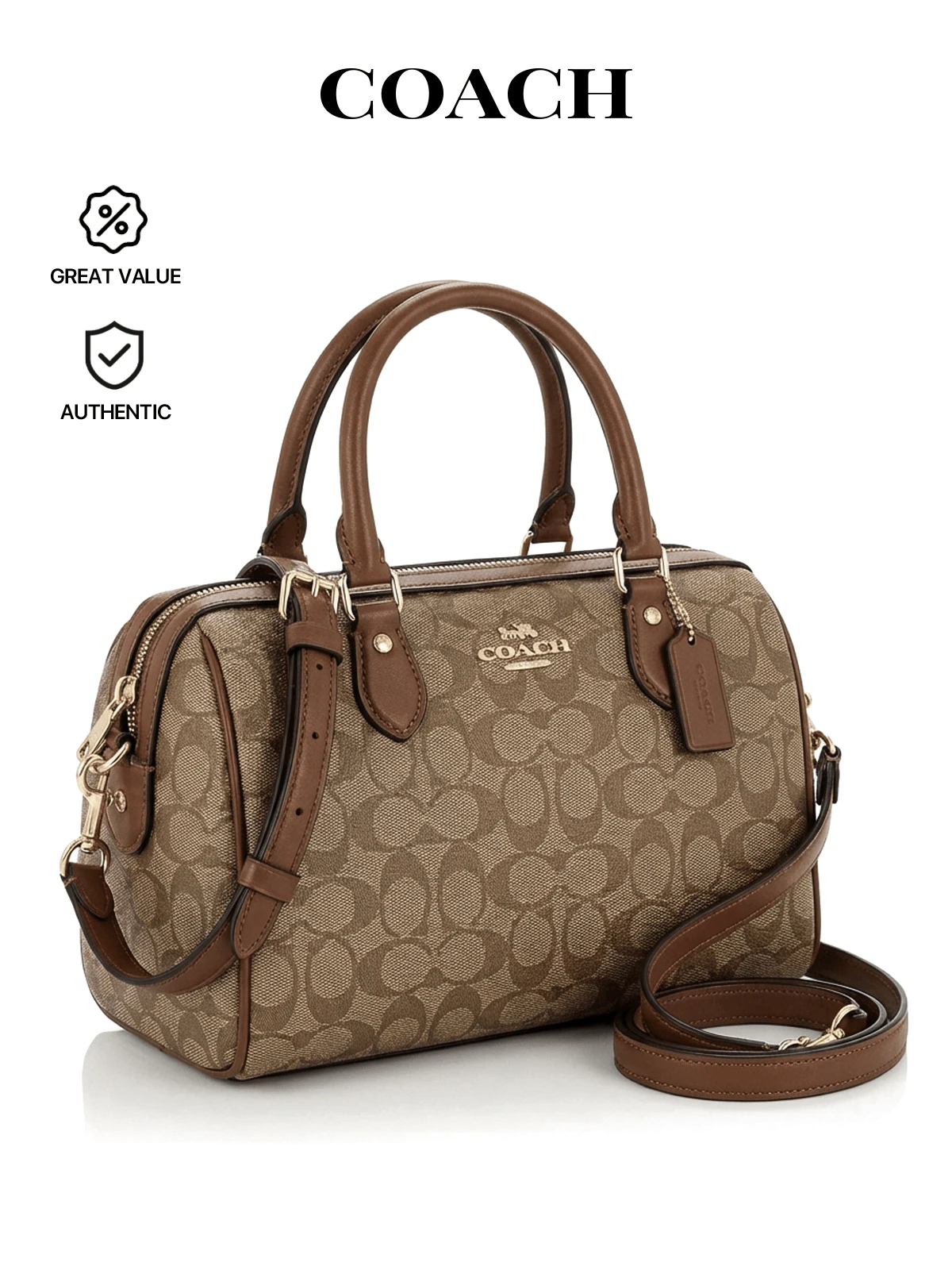 Coach Rowan 帆布手提包 - 棕色/棕褐色 - 查看 1
