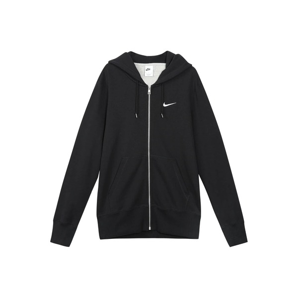  Nike 純色口袋開襟拉鍊連帽衛衣 男款 黑色
