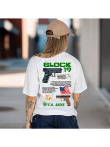 Camiseta Casual Oversized Glok Militar Tiro Esportivo Atirador - Branco - Visão 6