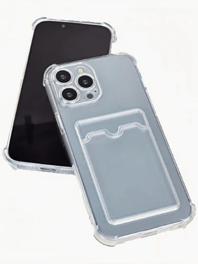 Transparent Minimalist Card Slot Phone Case Compatible With Apple Devices; Can Hold Bank Cards And Photos.
