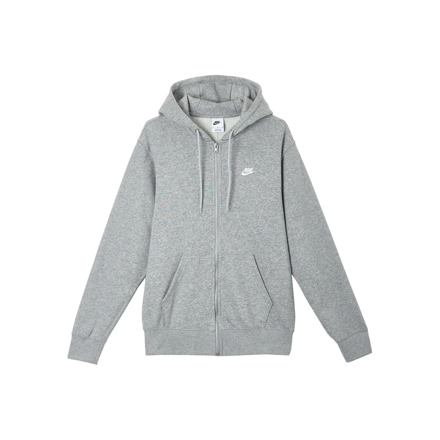 Nike Club 拉鍊開襟衫法式長袖連帽外套衛衣 男款 灰色 - 灰色 - 查看 1