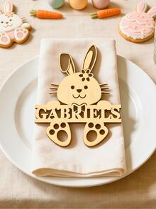 Personalized Wooden Easter Bunny Place Cards + Custom Text Customizable Easter Table Setting Name Cards For Family Easter Brunch, Holiday Dinner Parties, Church Easter Events, Wedding Receptions, Baby Showers - Conventional - View 7