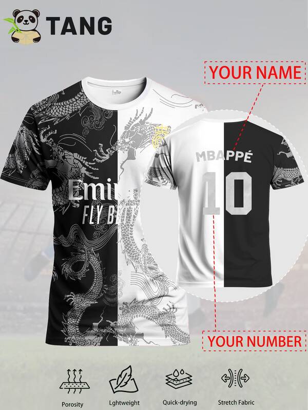 Customized La Liga Men's Football Jersey, Comfortable Round Neck Sports Sweatshirt, Suitable For Football Training, Casual Wear, And Gift