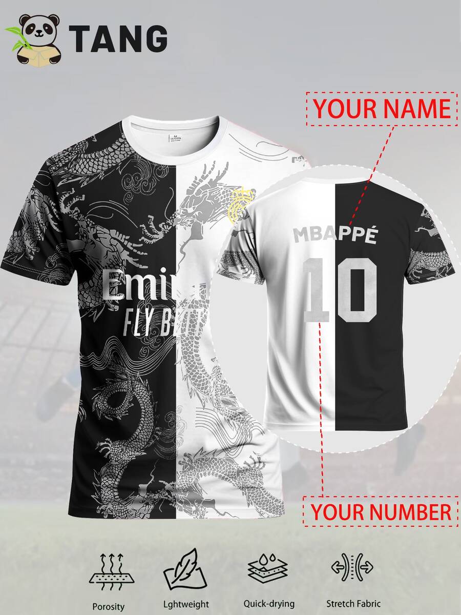 Spanish League Style Customized Men's Football Jersey & Customizable Name And Number & Round Neck Soft Lightweight Sports Top & Training, Daily, Gift & World Cup