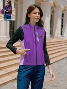 RANMEI 骑行背心，速干透气面料骑行上衣，钓鱼保暖外套 - 紫色 - 查看 2