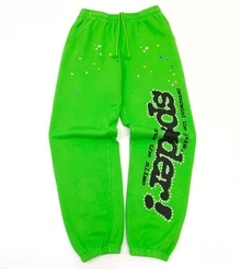 SP5DER Spider Worldwide Tracksuit Hoodie Set Cobweb Spider Style, Letter Print, Hip Hop Hoodie Pant Casual Track, Couple MatchingDesign, Designed For Both Men And Women - Quần xanh - Xem 1