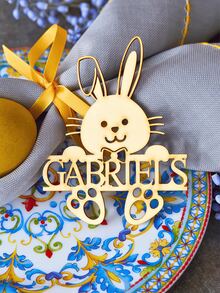 Personalized Wooden Easter Bunny Place Cards + Custom Text Customizable Easter Table Setting Name Cards For Family Easter Brunch, Holiday Dinner Parties, Church Easter Events, Wedding Receptions, Baby Showers - Conventional - View 8