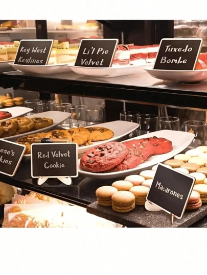 1pc/5pcs/10pcs/20pcs Mini Blackboard Display Panel Decoration, Home Decoration Logo, Mini Message Wedding Table Number Plate, Small Blackboard Label, Rural Party Decoration, Repeatable Writing Information Plate, With Desktop Stand, Suitable For Wedding Seat Arrangement, Event Styling, DIY Name Identification