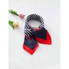 1pc New Women's Faux Silk Line Print 50x50CM Colors Small Square Scarf, Versatile Bandana, Decorative Ribbon For Bag, Neck Tie, Head Wrap, Suitable For Daily Use - Multicolor - View 10