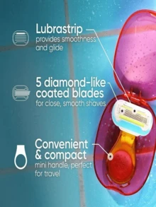 Gilete Rosa Para Mulheres Ideal para Viajem Com Caixinha Para Guardar Remove os Pelos Suavemente - Padrão - Visão 3