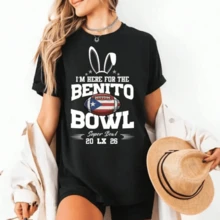 Benito Bowll 2026 Shirt, Bad Game Day Bunny Shirt, Halftime Super Bowll LX Team Benito Bowll Football Shirt - Black - View 1