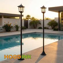 2pcs Hoodink Solar Powered Outdoor Lamp Posts - Black Patio Lights With Built-In Lithium Battery, Automatic Solar Garden Lighting For Pathway, Yard, Porch, Driveway - Modern Landscape Lighting, Solar Outdoor Lights, Pathway Illumination, Energyefficient Ligh - màu đen - Xem 10