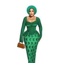 Feather & Foil Embellished Multi-Layer Nigerian Wedding Headwrap - Multicolor - View 17