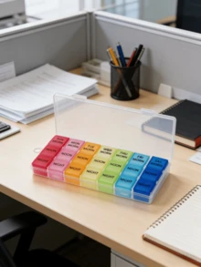 1 件 7 天药丸收纳盒，便携式药盒，用于每周药物储存，旅行和老年人使用的隔间盒 - 彩色 - 查看 10