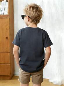 Disney Mickey Pattern Crew Neck Summer T-Shirt, Suitable For Boys And Girls To Wear For Holiday Parties, Dinners, Outdoor Activities, Travel, And As A Gift For Children Visiting Disneyland. - Màu xám đen - Xem 2