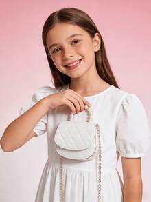 Girls' Children PU Leather Princess Handbag, Fashion Defined Small Crossbody Bag, Holiday Gift, White/Pink/Purple - Multicolor - View 5